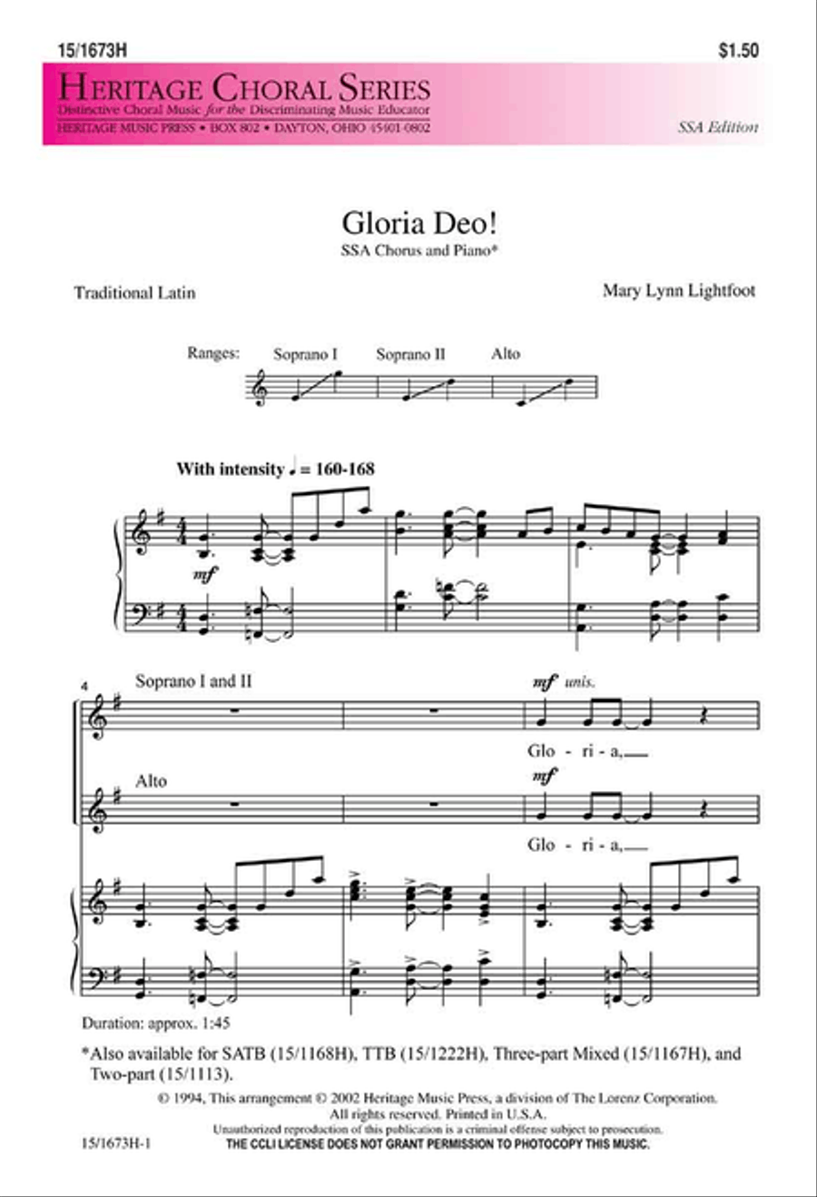 Gloria Deo SSA scores gallery preview page 1
