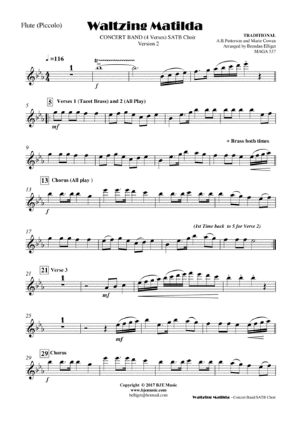 Waltzing Matilda - Concert Band with SATB Choir image number null