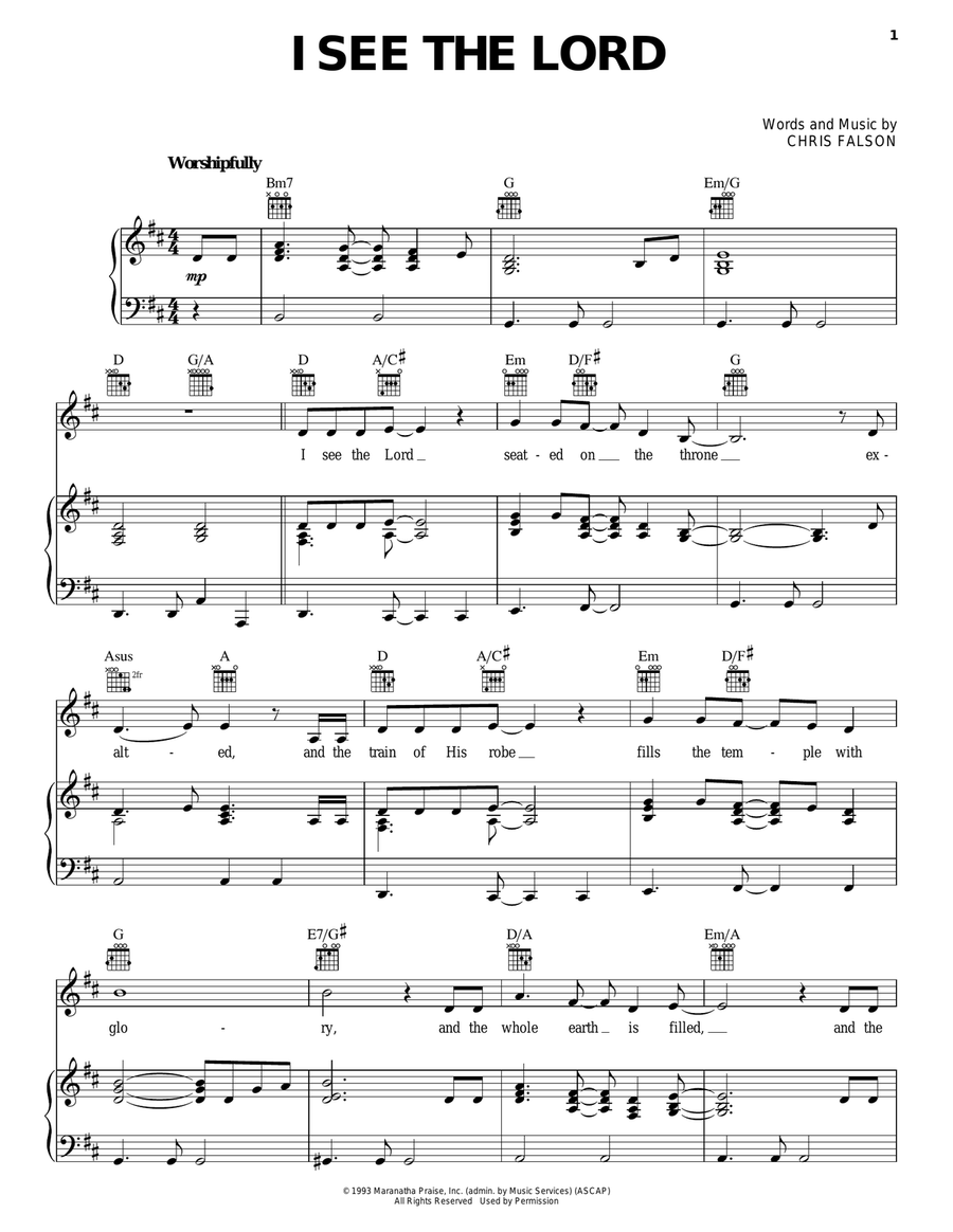 I See The Lord I See The Lord Piano, Vocal, Guitar scores gallery preview page 1