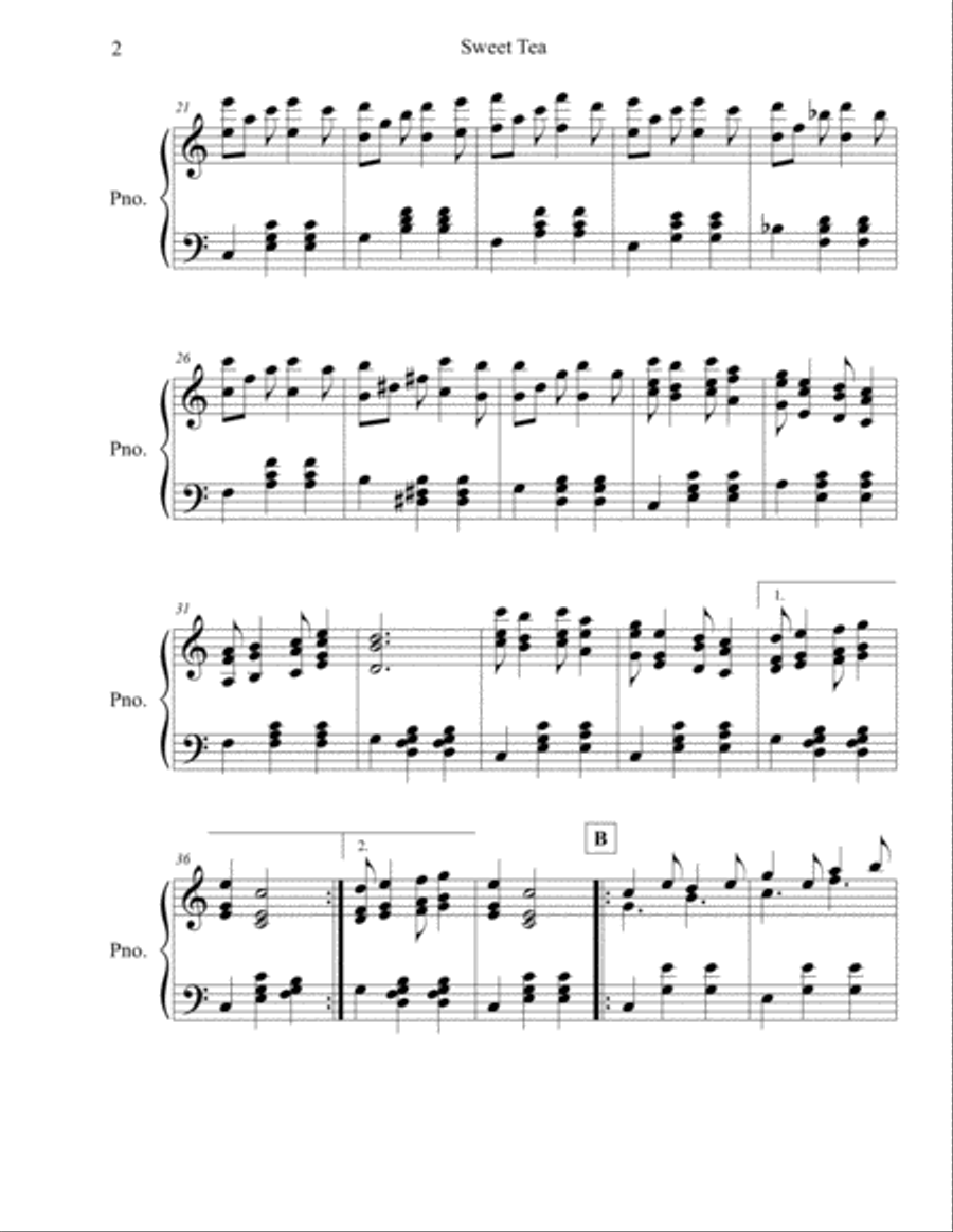 Sweet Tea: A Ragtime Waltz Piano Solo scores gallery preview page 3