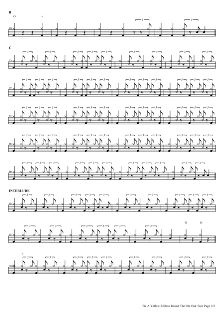 Tie A Yellow Ribbon Round The Ole Oak Tree Drum Set scores gallery preview page 3