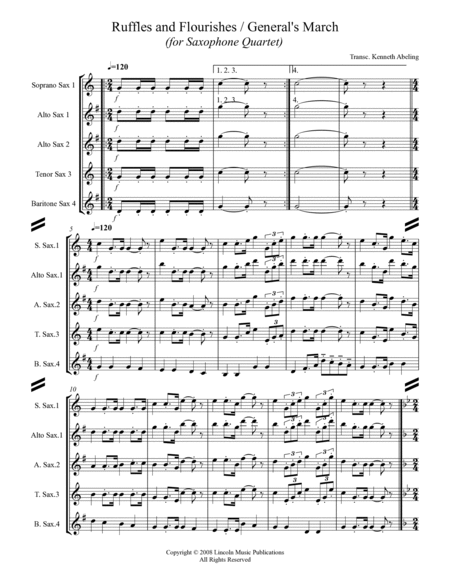The General’s & Flag Officer’s Marches (for Saxophone Quartet SATB or AATB) image number null
