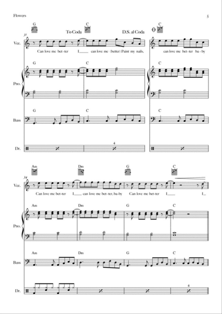 Flowers Bass Guitar scores gallery preview page 5