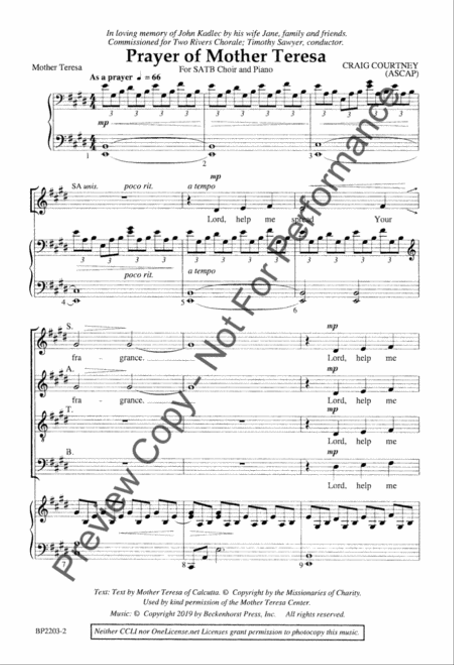 Prayer of Mother Teresa Prayer of Mother Teresa 4-Part scores gallery preview page 3