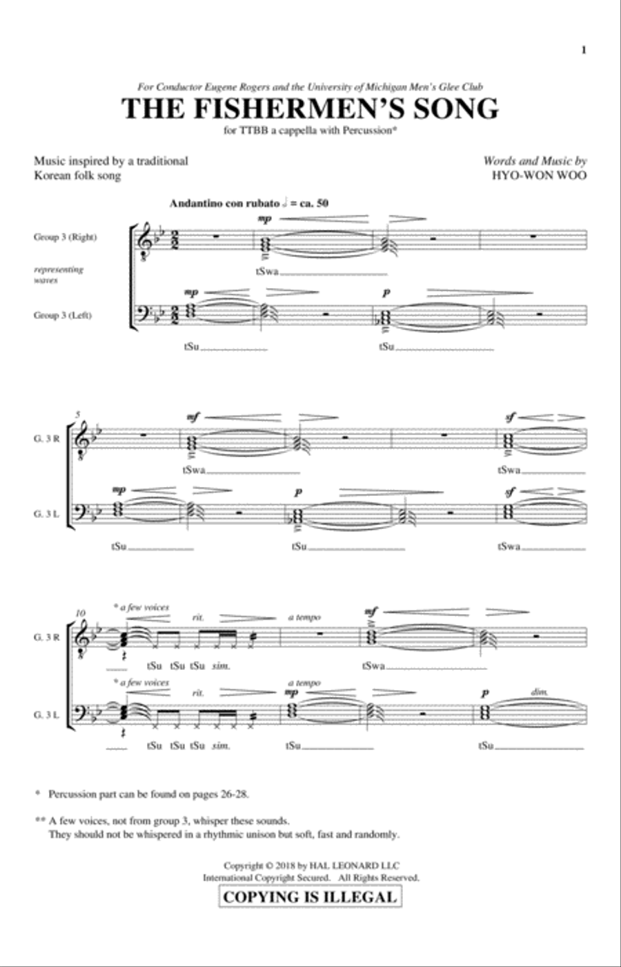 The Fishermen's Song TTBB scores gallery preview page 1