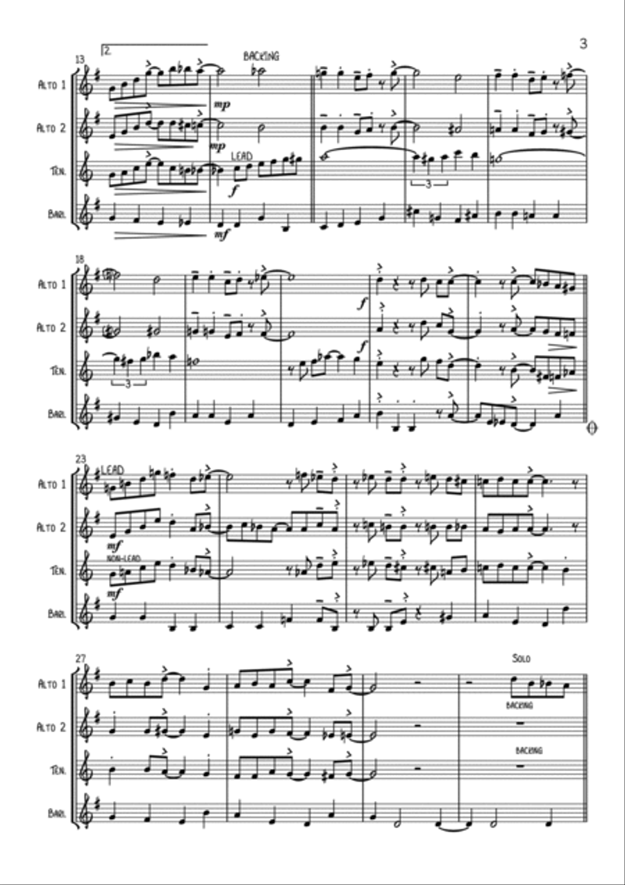 Line For Lyons Saxophone Quartet scores gallery preview page 3