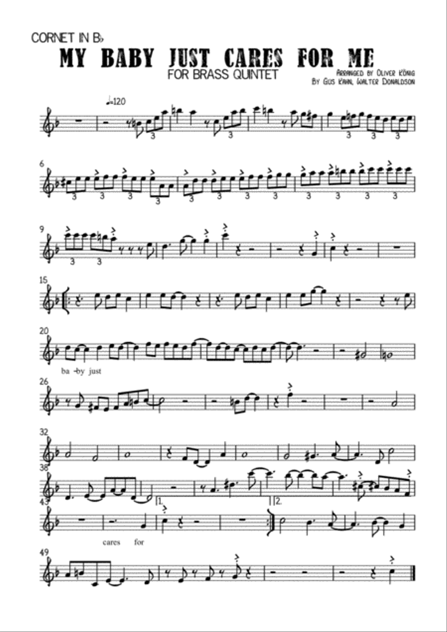 My Baby Just Cares For Me Brass Ensemble scores gallery preview page 3