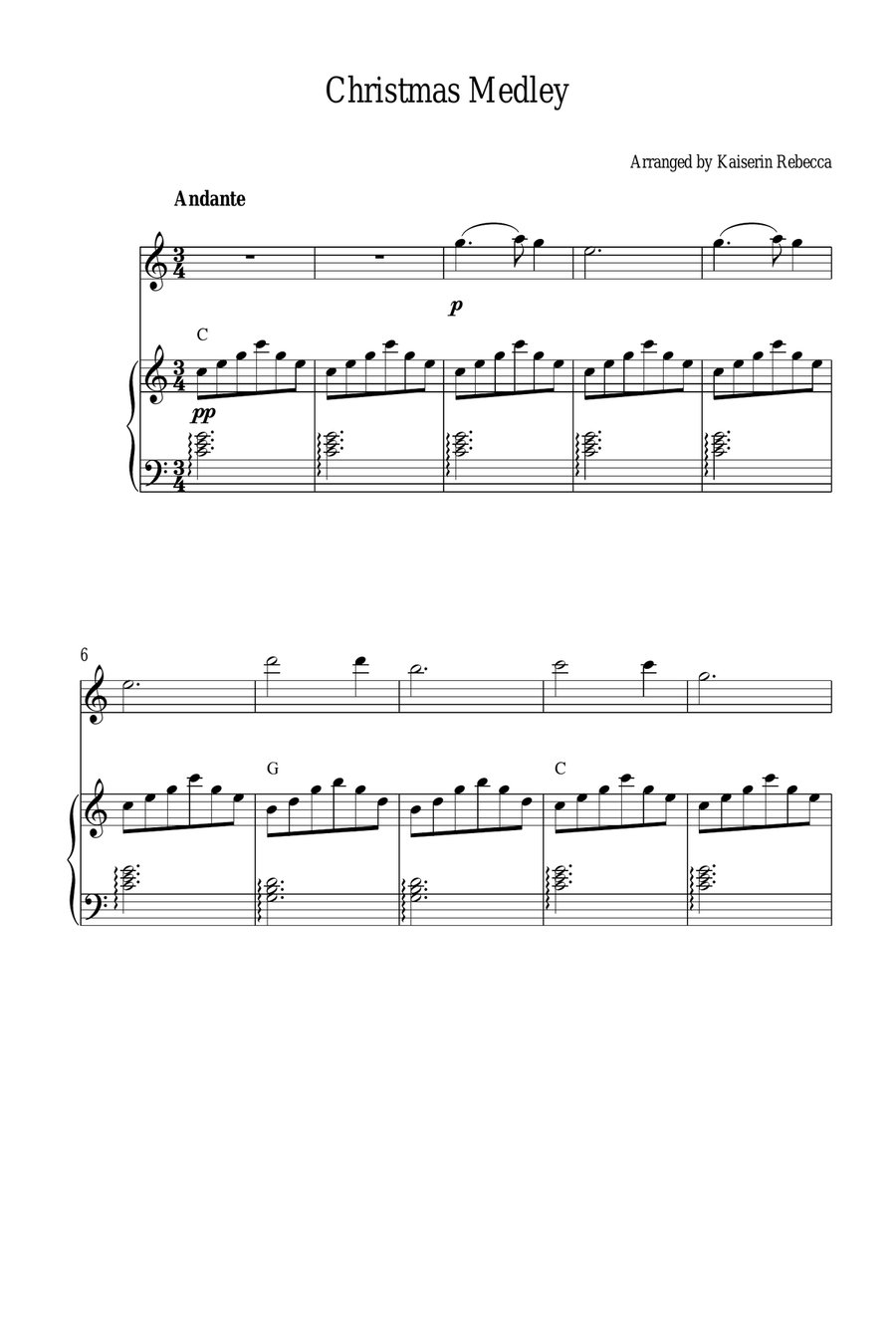 Christmas Medley Violin Solo scores gallery preview page 1
