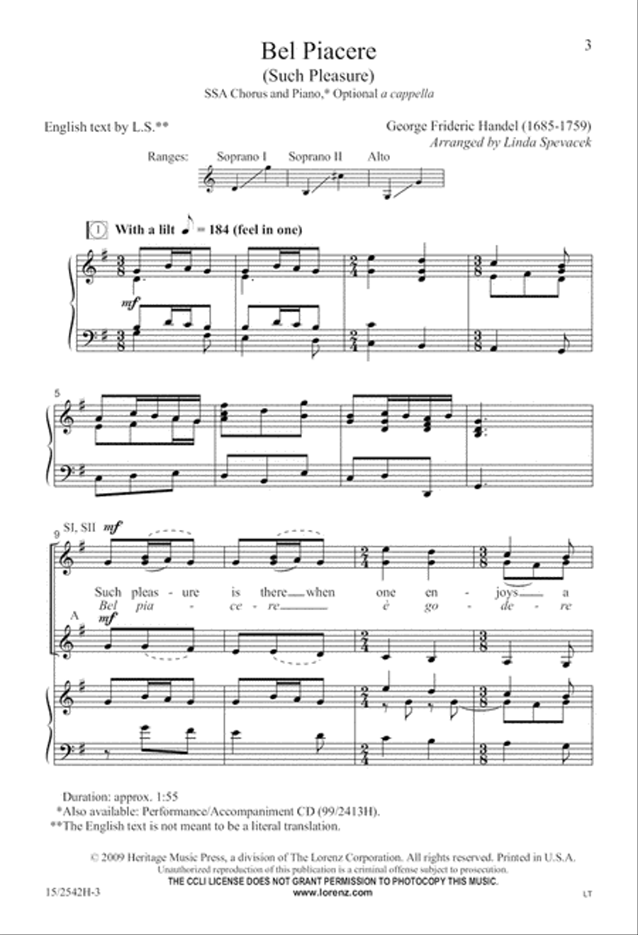 Bel Piacere (Such Pleasure) SSA scores gallery preview page 4