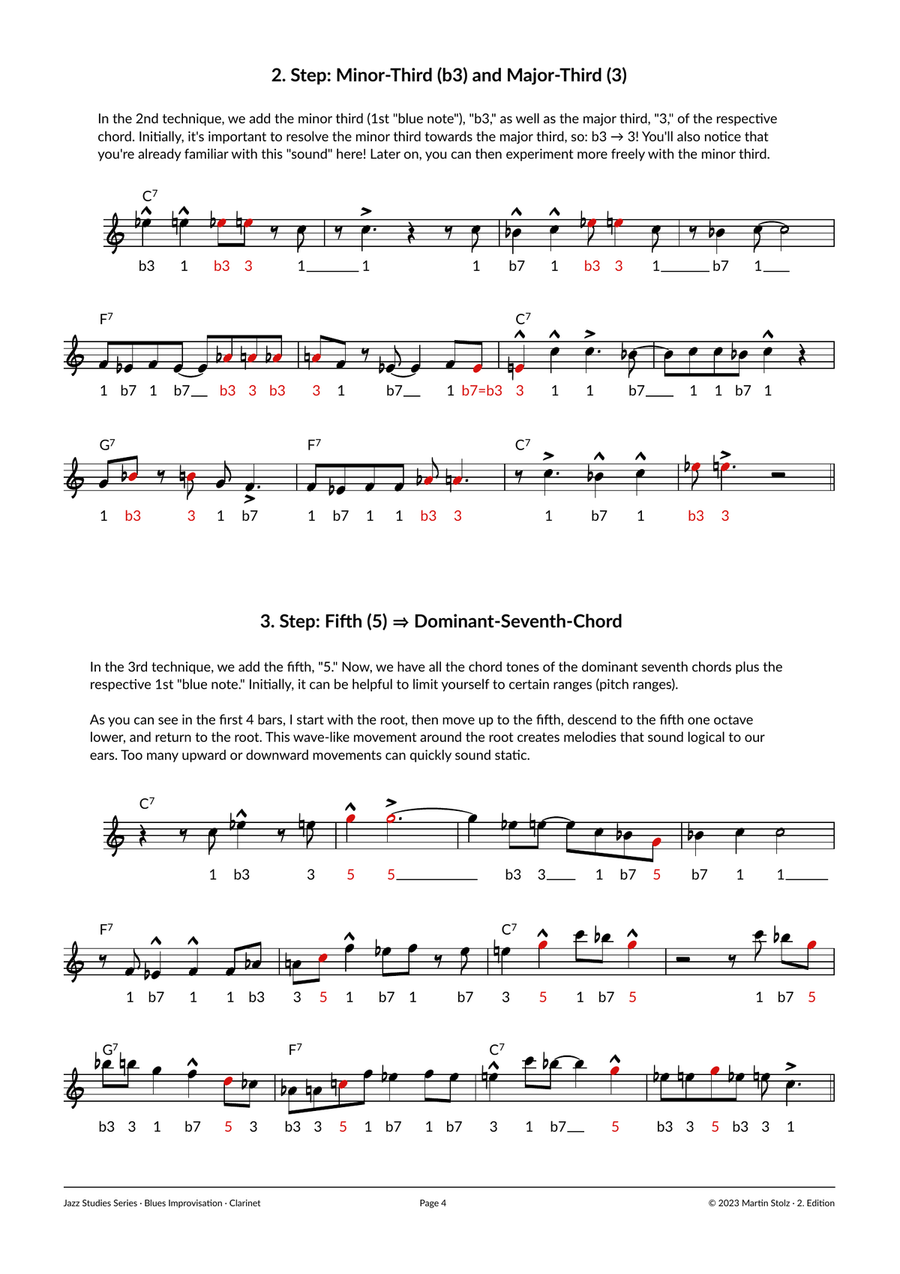Blues in C - Clarinet · Improvisation Guide Clarinet Solo scores gallery preview page 4