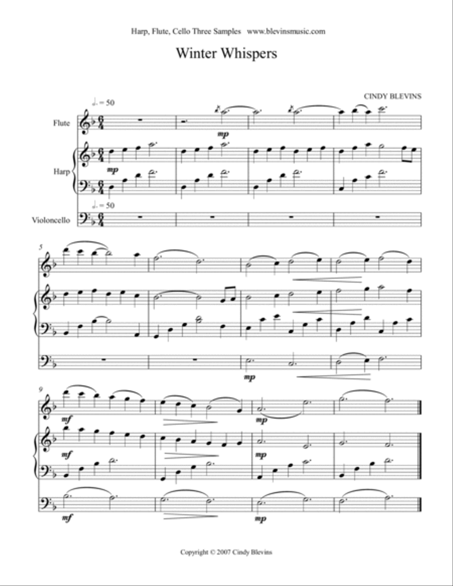 Cindy Blevins for Harp, Flute and Cello, Vol. 3 Flute scores gallery preview page 5