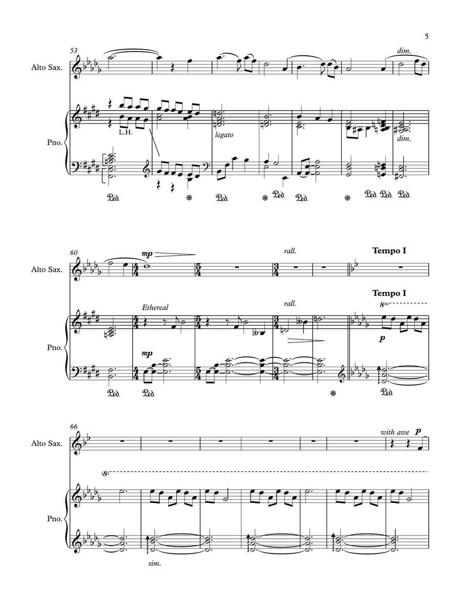 Amazing Grace (alto saxophone solo and piano) - Score & parts Alto Saxophone scores gallery preview page 5