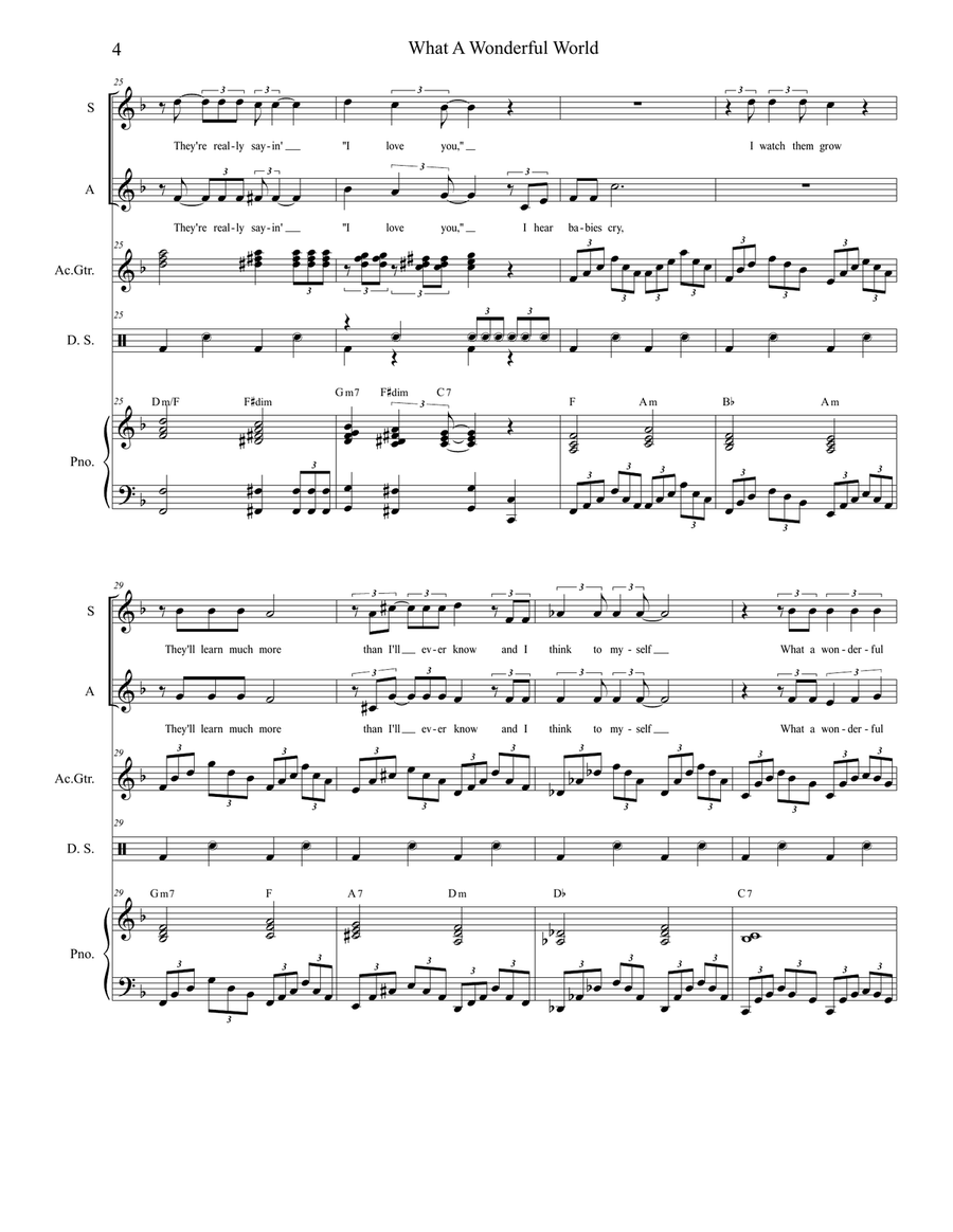 What A Wonderful World Alto Voice scores gallery preview page 4
