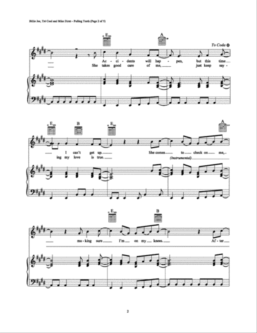 Pulling Teeth Piano, Vocal, Guitar scores gallery preview page 2
