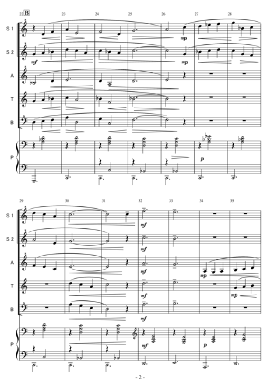 Gymnopedie for Five Recorders and Piano (To the Victims of Nepalquake Apr2015) Small Ensemble scores gallery preview page 2