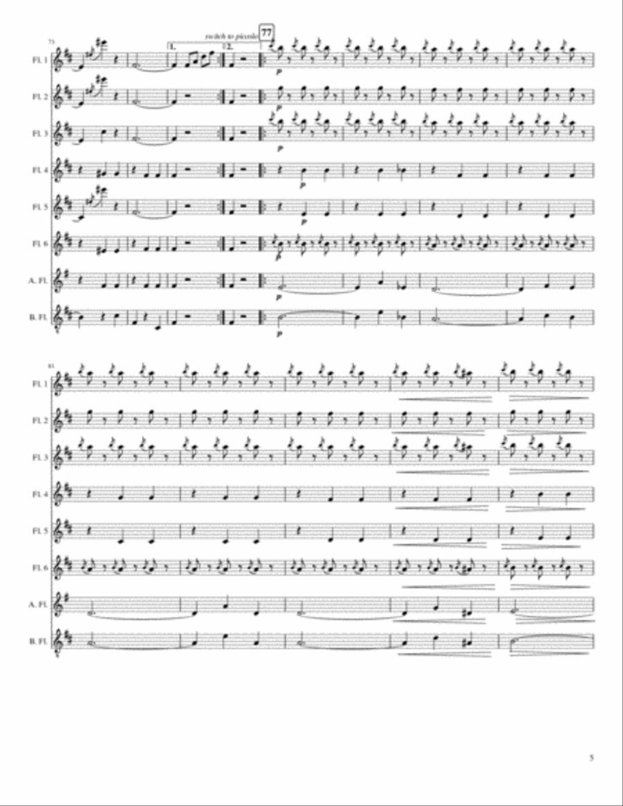 The Skaters' Waltz (Les Patineurs), for flute choir Flute Choir scores gallery preview page 5