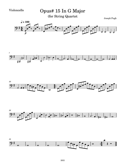 Concerto #8 "Opus #15 In G Major" 3rd movement (For String Quartet) image number null