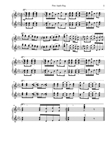 Joplin Pineapple Rag Piano Duet (1 Piano 4 Hands)
