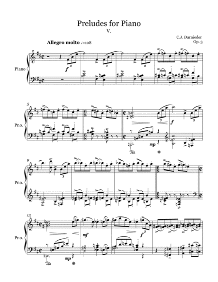 Preludes for Piano - V. Preludes for Piano - V. Piano Solo scores gallery preview page 1
