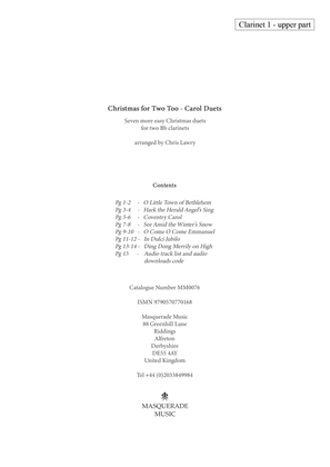 Christmas for Two Too - Carol Duets - 2 same clarinets. By Chris Lawry