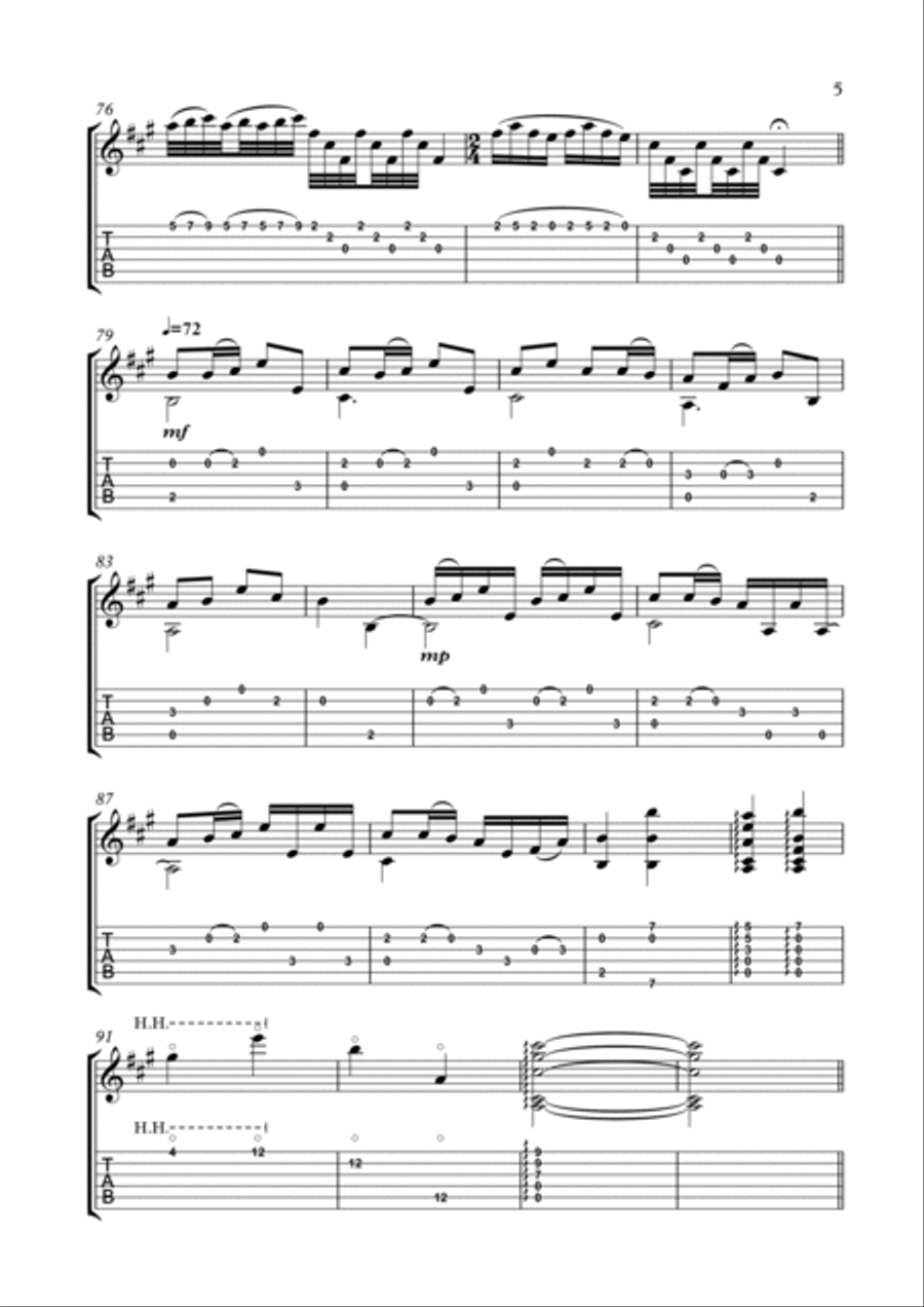 Moonlit Night on the Spring River - solo guitar Acoustic Guitar scores gallery preview page 5