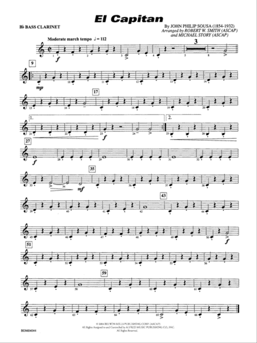 El Capitan: B-flat Bass Clarinet Concert Band scores gallery preview page 1