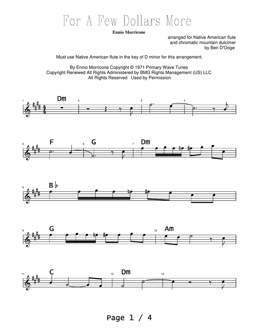 For A Few Dollars More Woodwind Duet scores gallery preview page 1