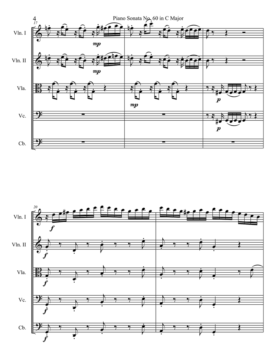 Piano Sonata in C major, Hob.XVI:50, Movement 1 String Orchestra scores gallery preview page 4