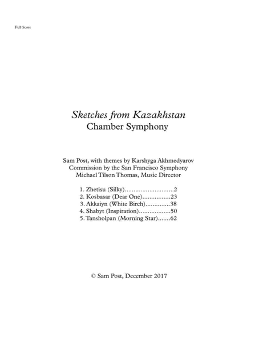 Chamber Symphony: Sketches from Kazakhstan, op. 24 Chamber Orchestra scores gallery preview page 1