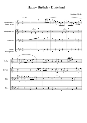 Happy Birthday Dixieland Full score and individual parts