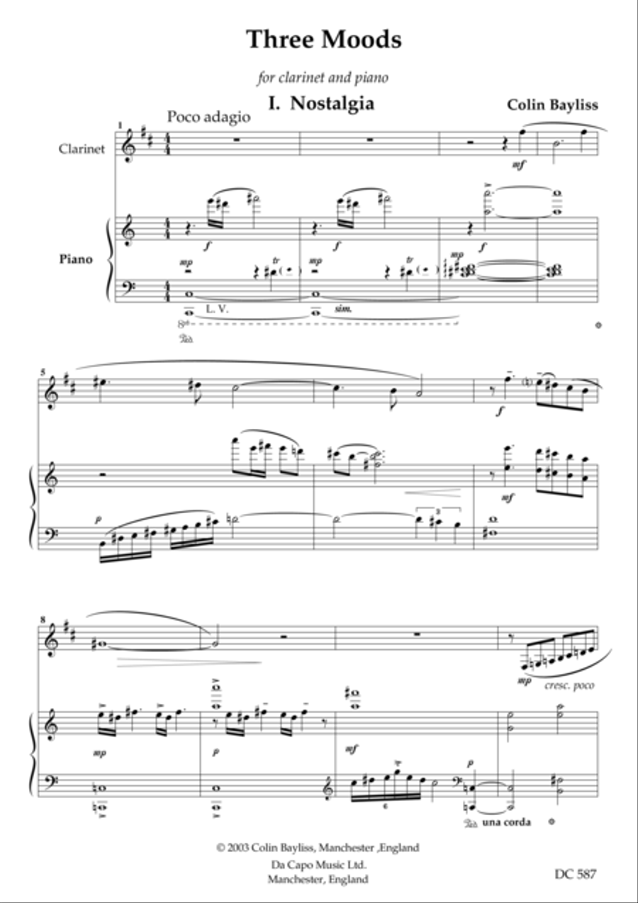 Three Moods - for clarinet (or saxophone) and piano Woodwind Duet scores gallery preview page 1
