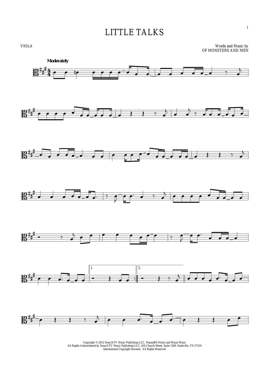 Little Talks Viola Solo scores gallery preview page 1