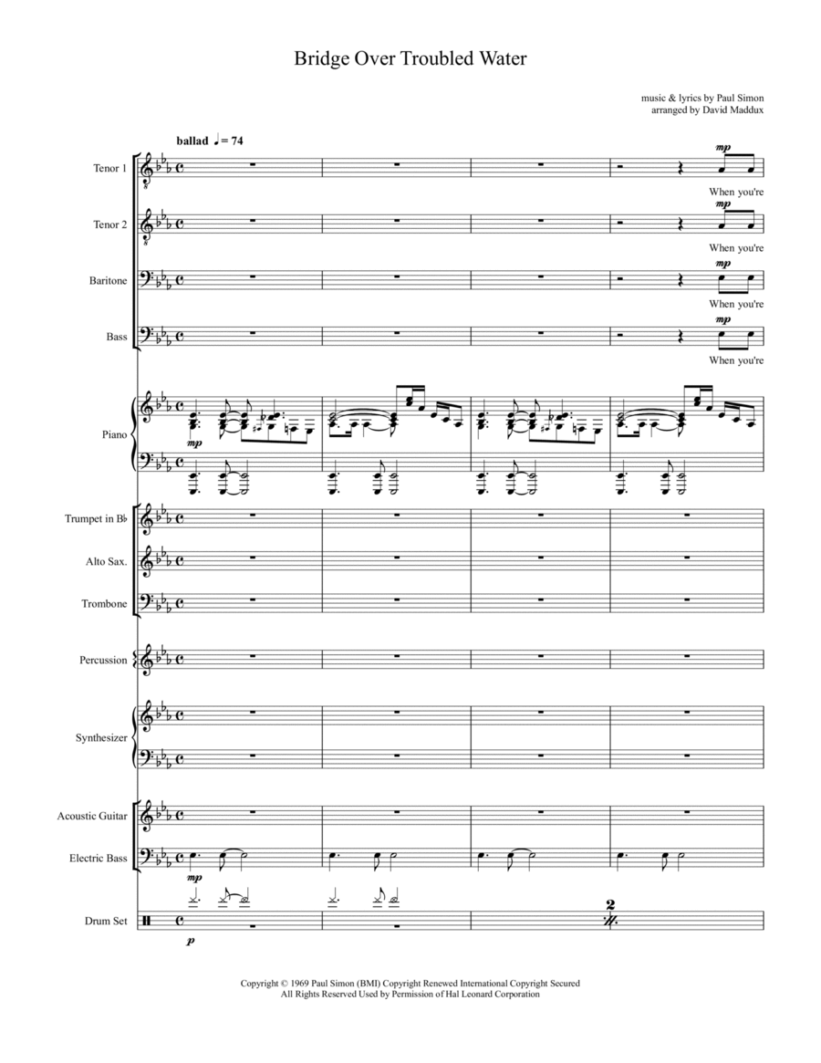Bridge Over Troubled Water Large Ensemble scores gallery preview page 1