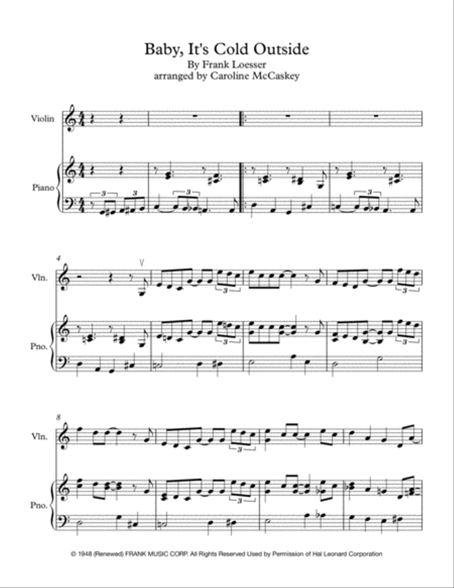 Baby, It's Cold Outside Violin Solo scores gallery preview page 2