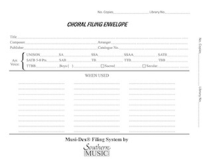 Book cover for Musidex Choral Filing Envelopes