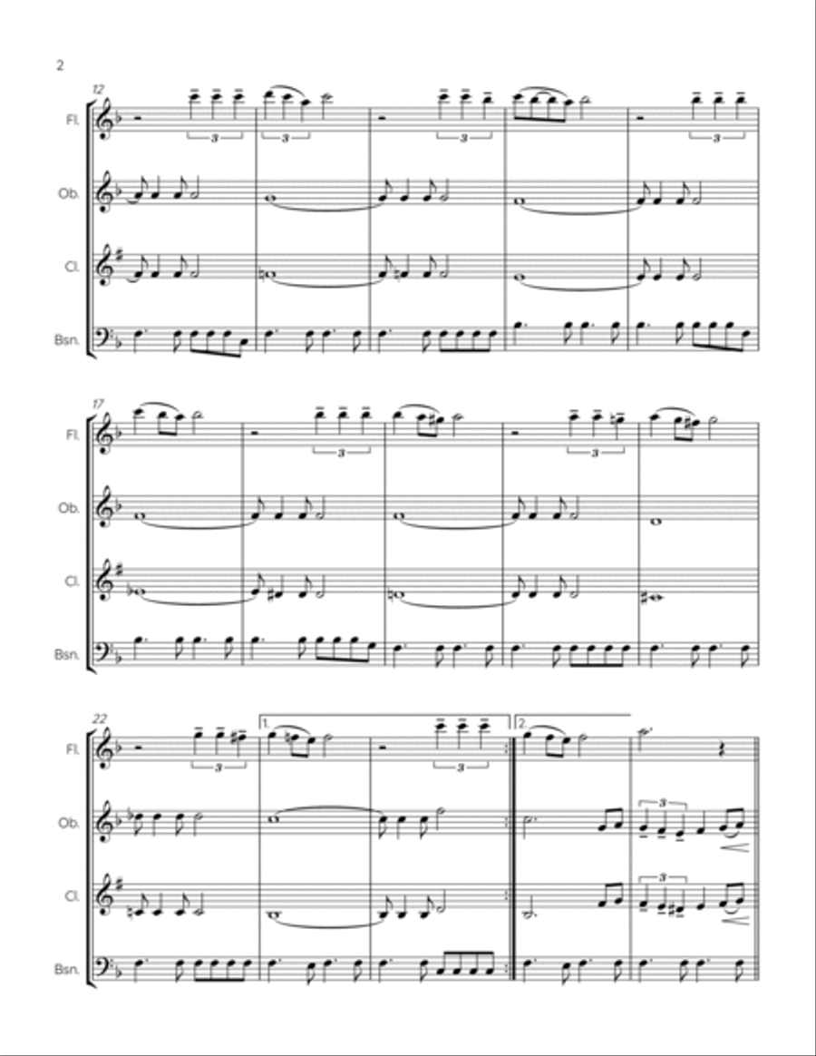 Can't Take My Eyes Off Of You Woodwind Quartet scores gallery preview page 4