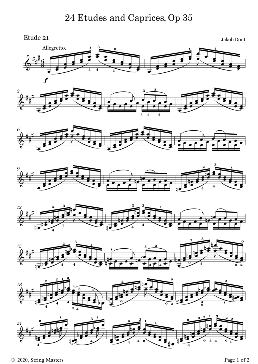 DONT 24 Etudes and Caprices Op35, for Violin No 21 Violin Solo scores gallery preview page 1