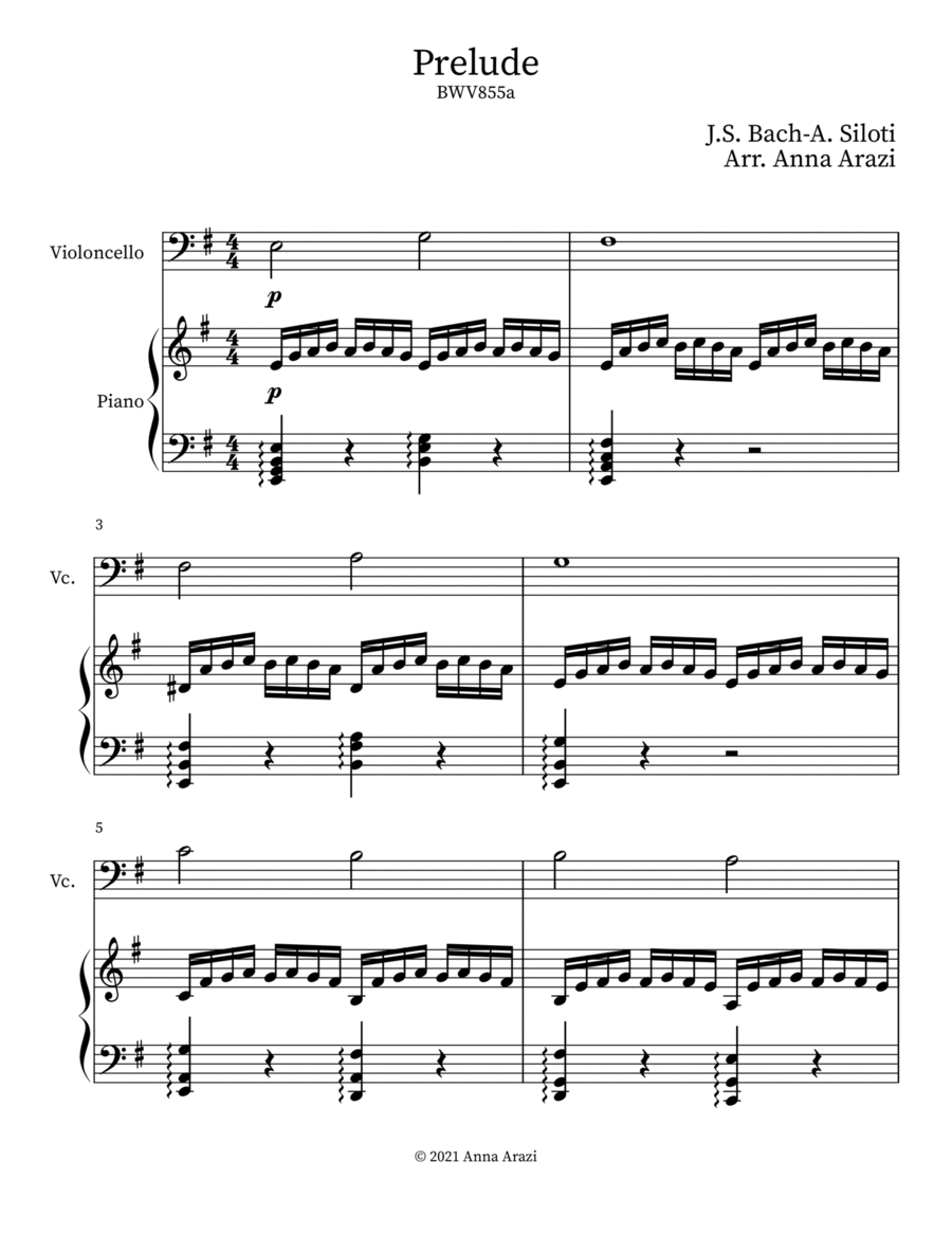 Prelude BWV855a String Duet scores gallery preview page 1