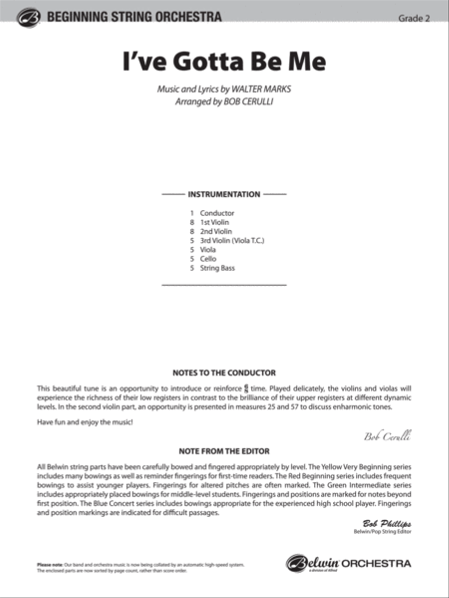 I've Gotta Be Me: Score String Orchestra scores gallery preview page 1