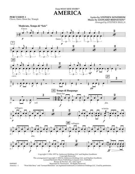 America (from West Side Story) - Percussion 1