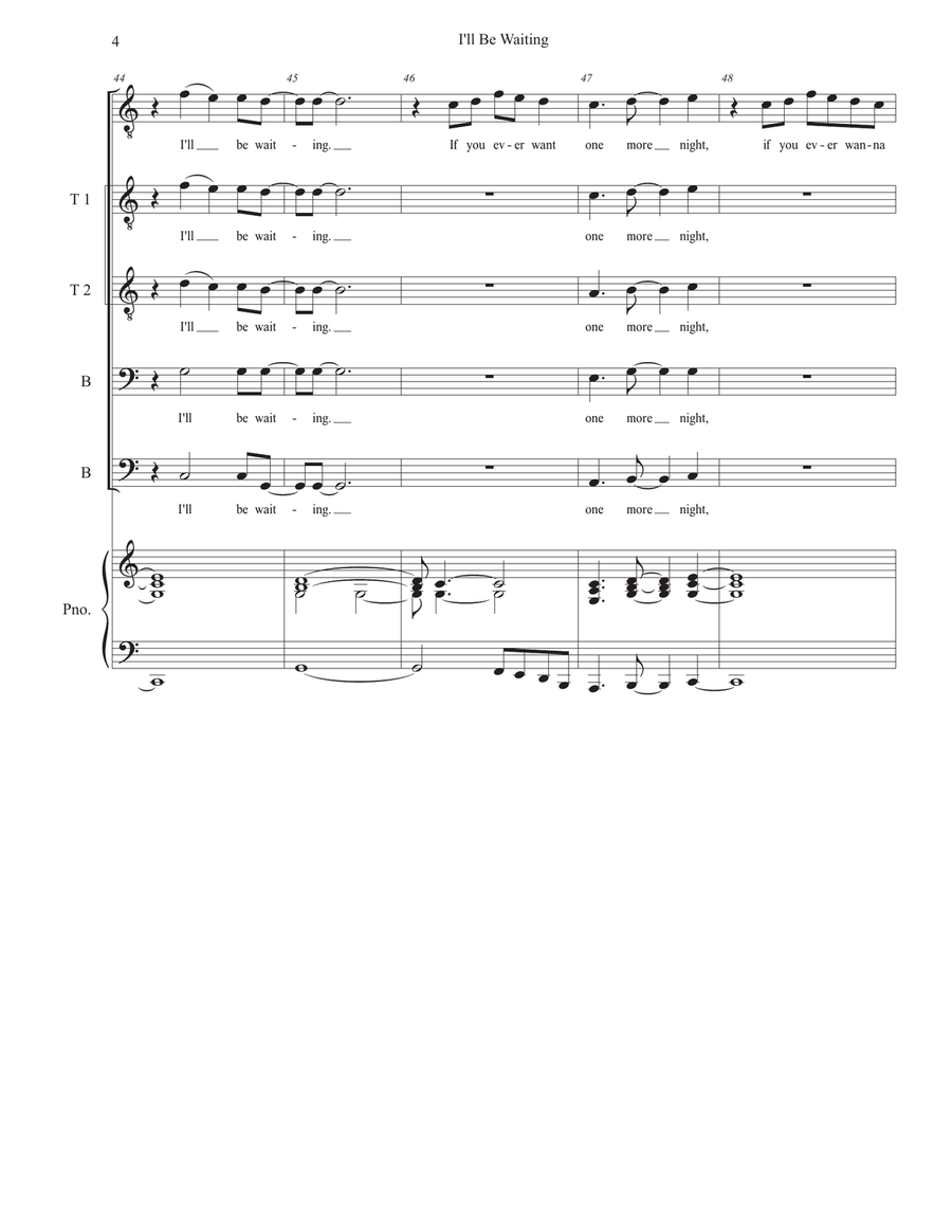 I'll Be Waiting TTBB scores gallery preview page 4