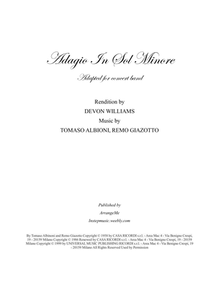 Book cover for Adagio In Sol Minore (adagio In G Minor)