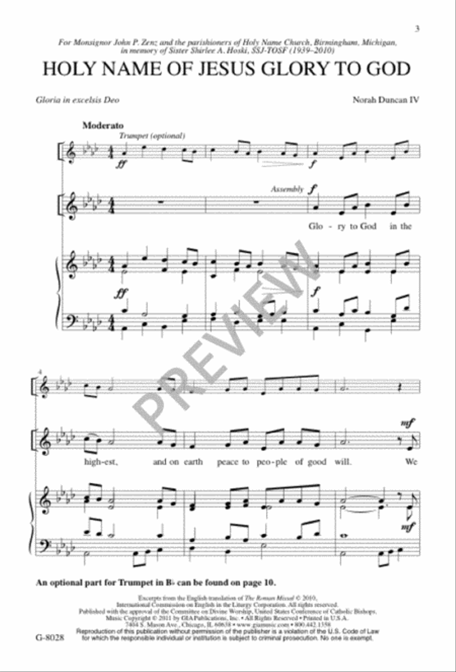 Holy Name of Jesus Glory to God 4-Part scores gallery preview page 2