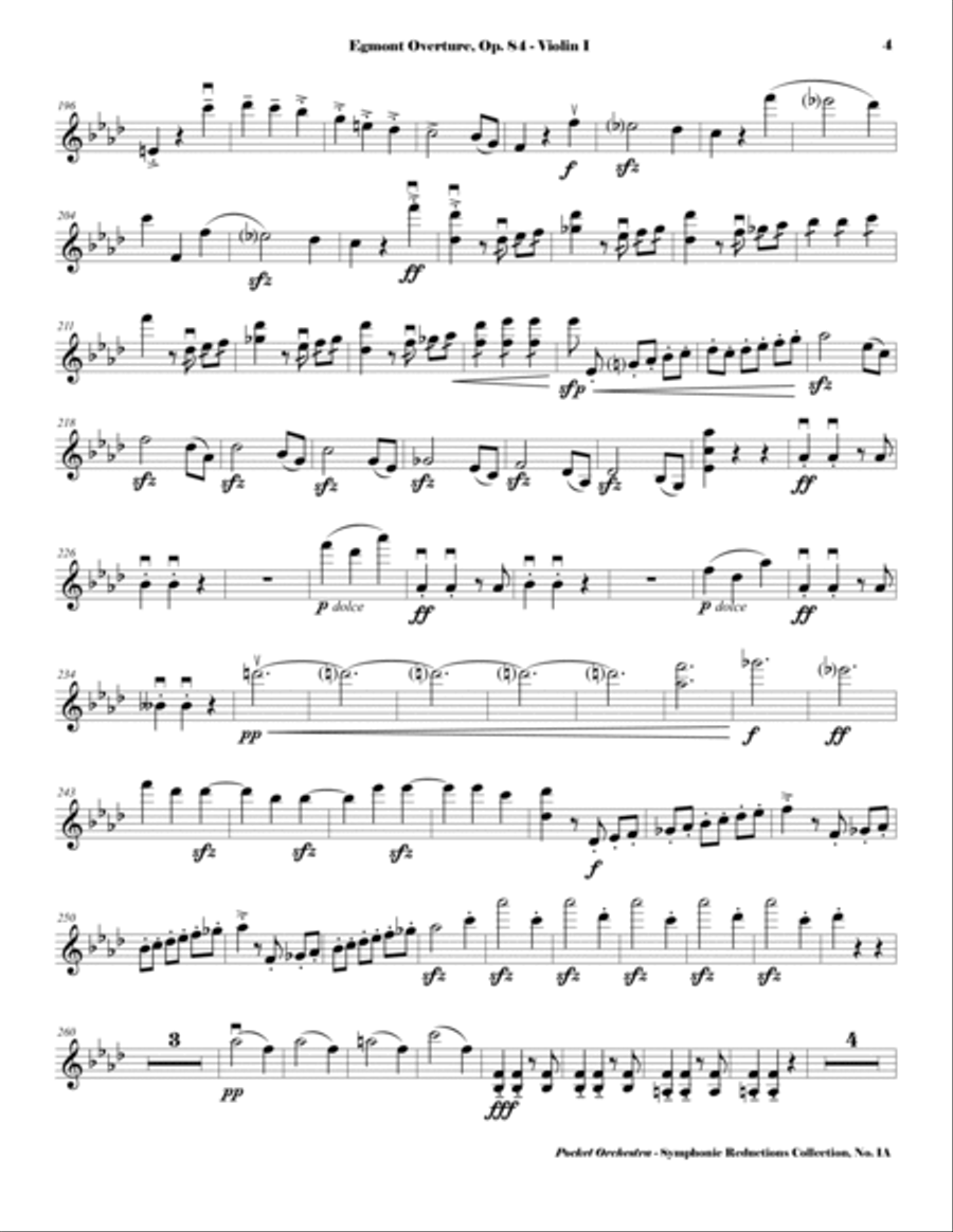 Beethoven - Egmont Overture, Op. 84 - String Quartet Arrangement - Parts String Quartet scores gallery preview page 5