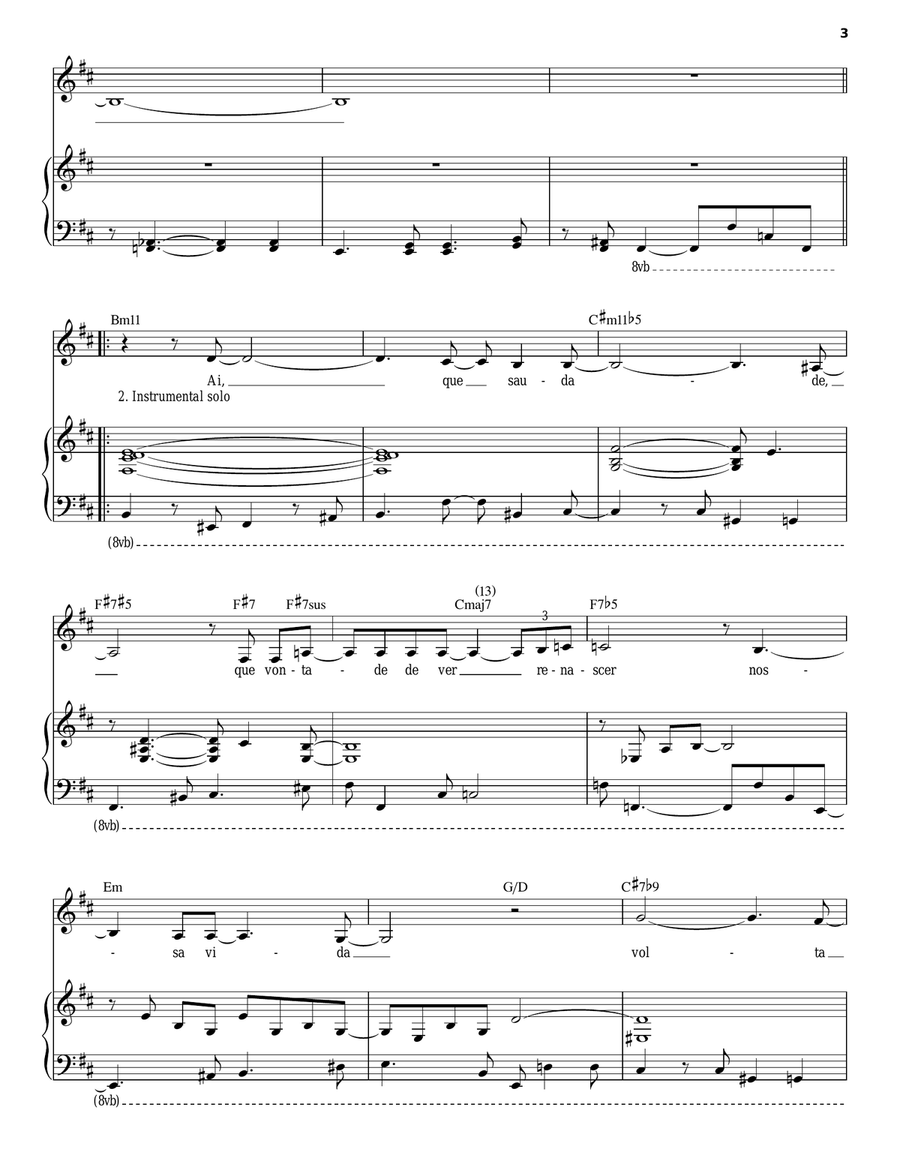 Samba Em Preludio Piano, Vocal scores gallery preview page 3