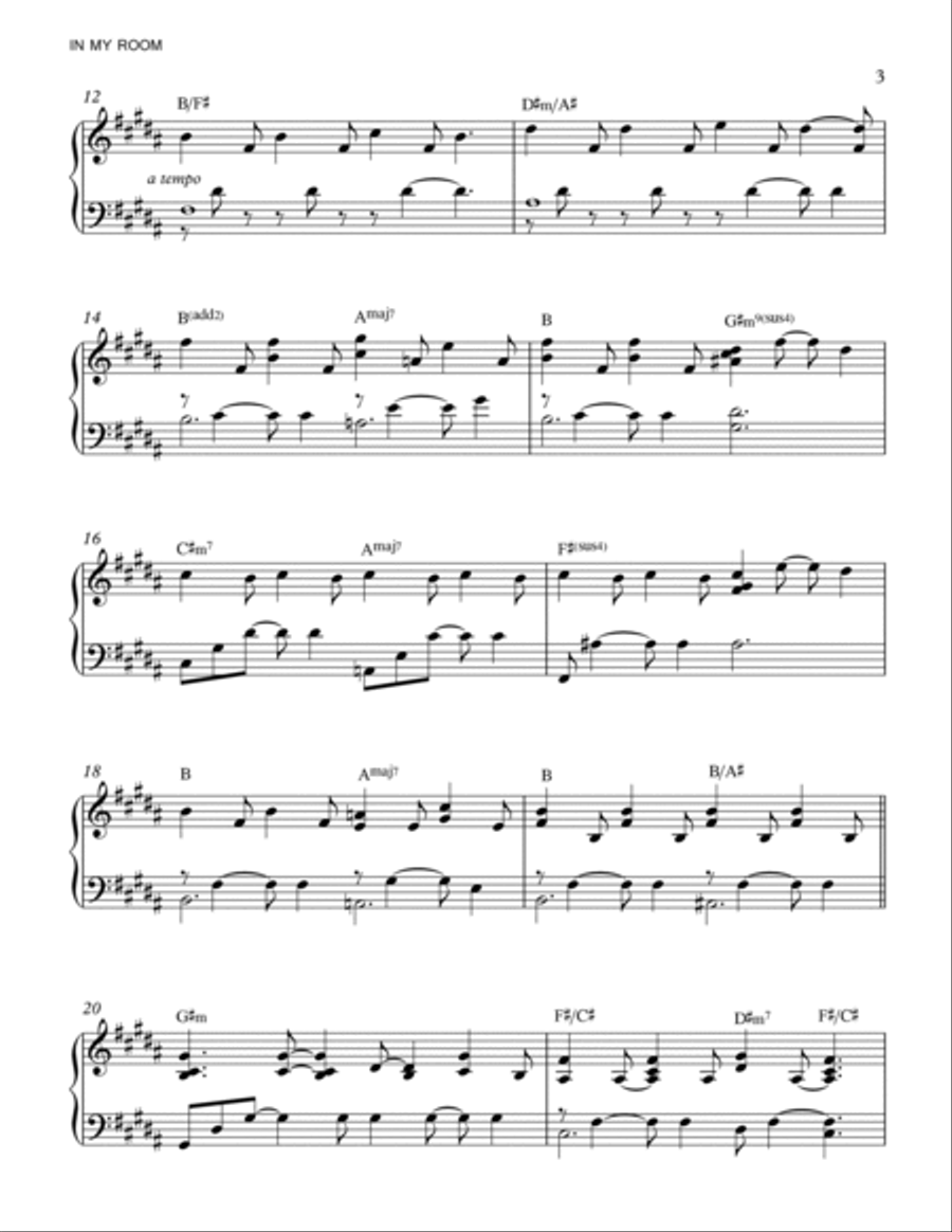 In My Room Piano Solo scores gallery preview page 3