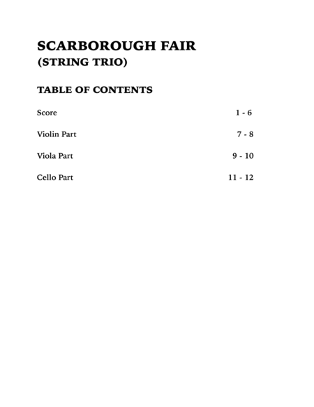 Scarborough Fair (String Trio): Violin, Viola and Cello image number null
