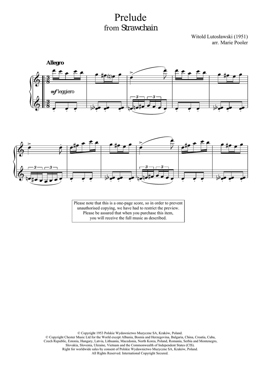 Prelude (from 'Strawchain') Piano Solo scores gallery preview page 1