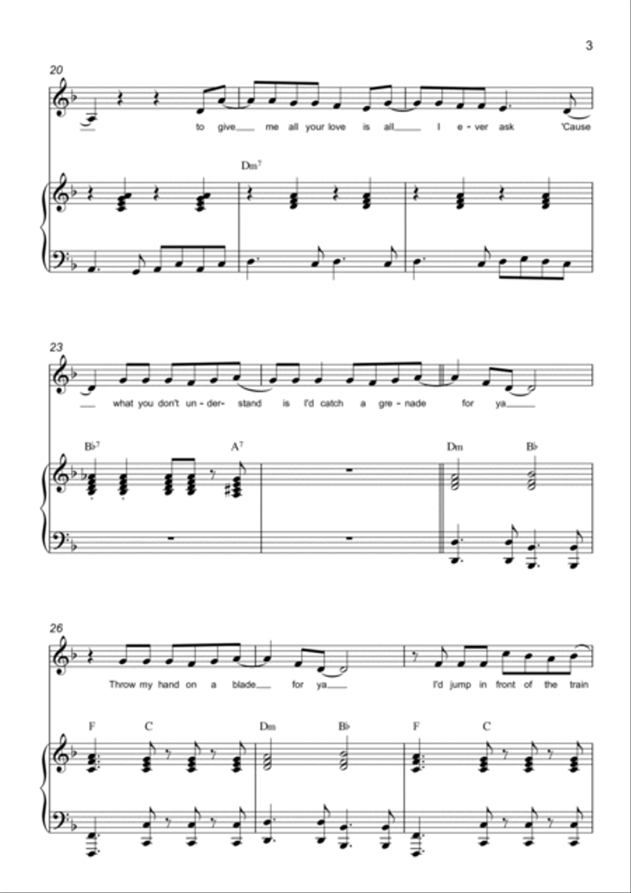Catch A Grenade (hooligan's Mix) Piano, Vocal, Guitar scores gallery preview page 3