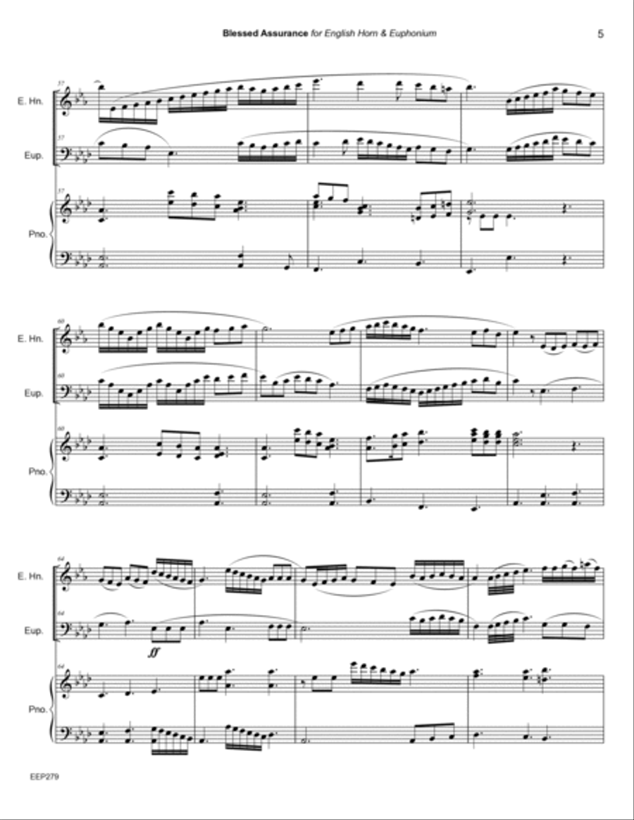 BLESSED ASSURANCE - Duet for ENGLISH HORN (or Clarinet) and EUPHONIUM (or Trombone) with Piano Acc. English Horn scores gallery preview page 5